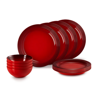 Le Creuset Set Of 12 Vancouver Dinnerware Red